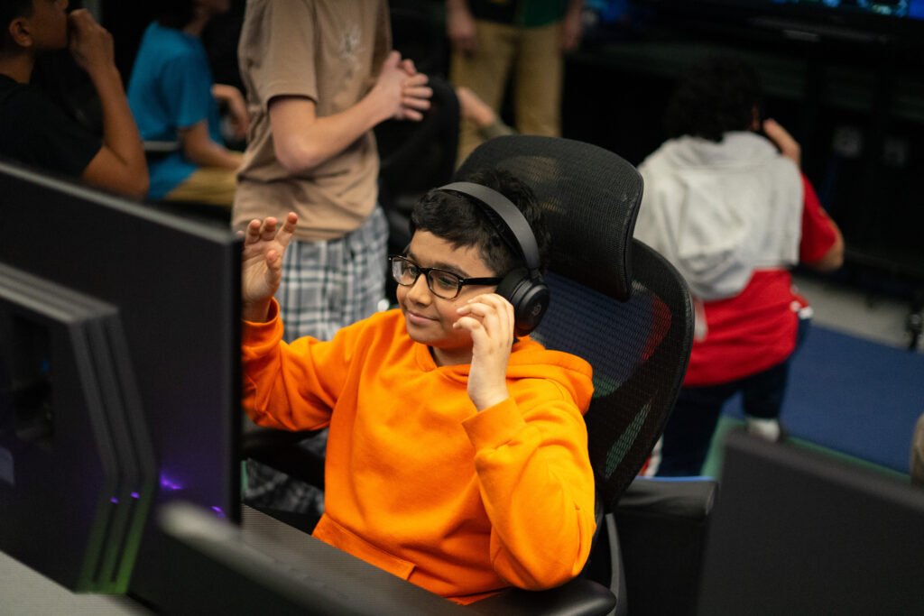 Student participating in youth esports.